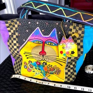 Laurel Burch “Smell the roses” kitty tote bag